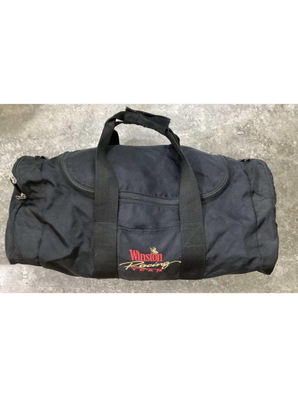 Winston NASCAR Racing Team Logo Black Duffel Bag*Zipper Pockets*Nylon 26” long